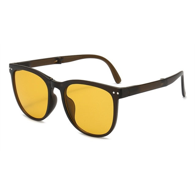 Folding Sunglasses Women Polarized Sun Glasses Men Night Vision Driving Eyewear Portable Sunglass wIth Glasses Case
