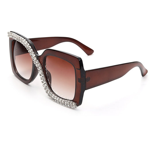 Diamond Square Sunglasses Women Luxury Vintage Oversize Sunglasses Unique One Piece Rhinestone Glasses Shades gafas de sol