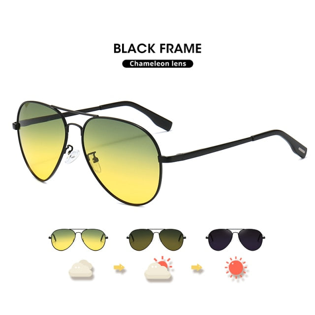 Aviation Day Night Vision Driving Intelligent Photochromic Sunglasses Men Polarized Sun Glasses for men Women Oculos De Sol