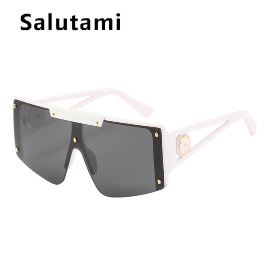 Luxury Brand One Piece Shield Sunglasses For Women Vintage Rimless Oversize Square Sun Glasses Female Purple Shades Men