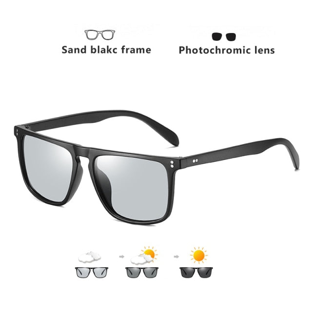 Stripe Frame Men Sunglasses Polarized Photochromic Glasses Women Driving Night Anti-Glare zonnebril heren