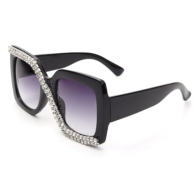 Diamond Square Sunglasses Women Luxury Vintage Oversize Sunglasses Unique One Piece Rhinestone Glasses Shades gafas de sol
