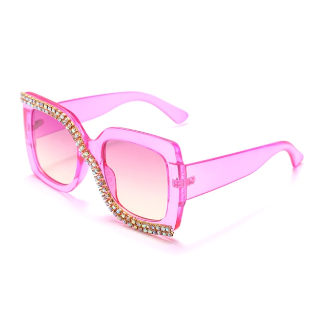 Diamond Square Sunglasses Women Luxury Vintage Oversize Sunglasses Unique One Piece Rhinestone Glasses Shades gafas de sol