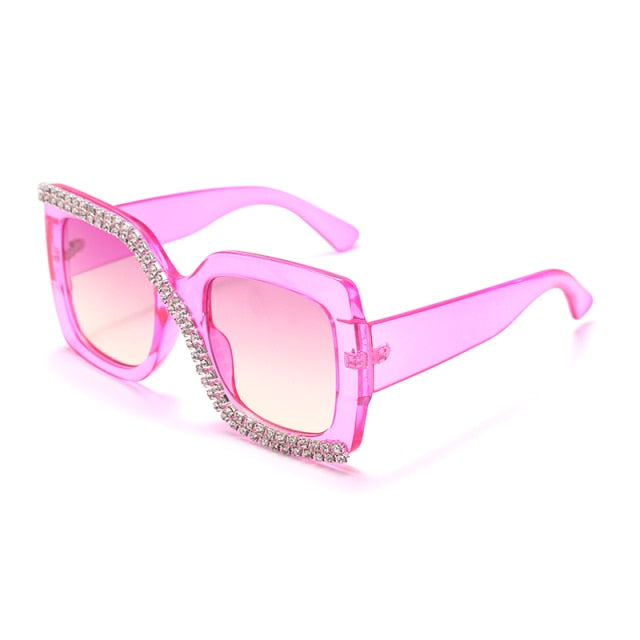 Diamond Square Sunglasses Women Luxury Vintage Oversize Sunglasses Unique One Piece Rhinestone Glasses Shades gafas de sol