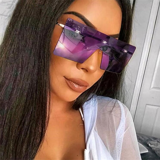 Unisex Fashion Oversized Big Sunglasses Women Famous Design Trendy One Piece Sun Glasses Female Men Mask Sun Glasses UV400