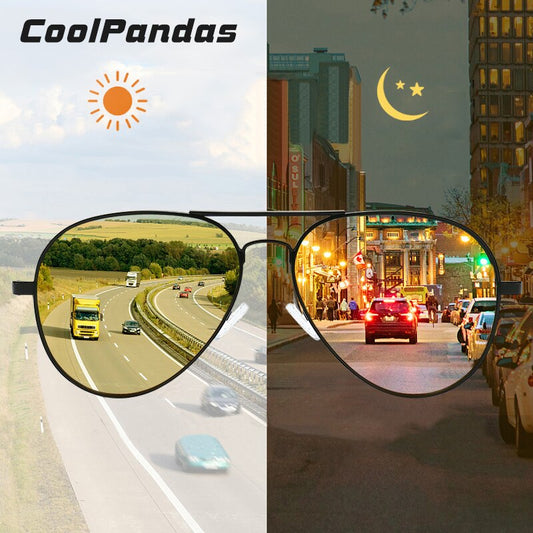 Aviation Day Night Vision Driving Intelligent Photochromic Sunglasses Men Polarized Sun Glasses for men Women Oculos De Sol