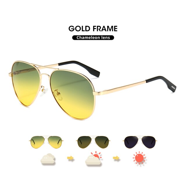 Aviation Day Night Vision Driving Intelligent Photochromic Sunglasses Men Polarized Sun Glasses for men Women Oculos De Sol