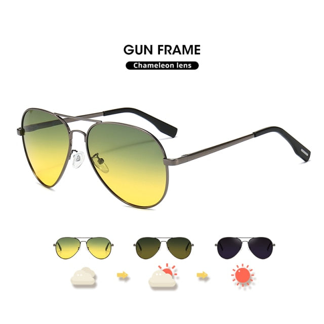 Aviation Day Night Vision Driving Intelligent Photochromic Sunglasses Men Polarized Sun Glasses for men Women Oculos De Sol
