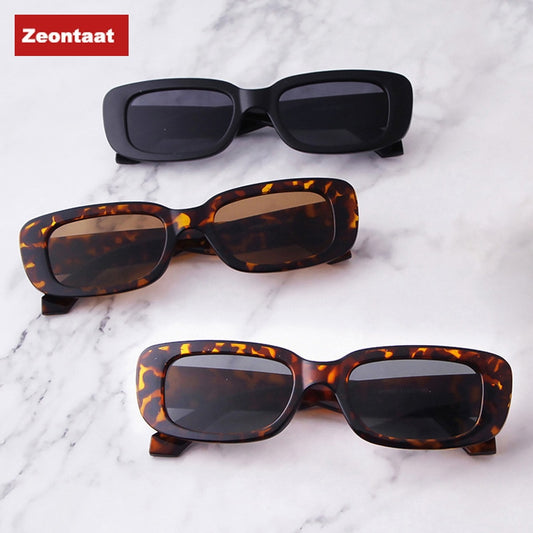 Black Leopard Rectangle Sunglasses Shades Women Brand Designer Men Vintage Rectangular Frame 90s Trendy Sun Glasses