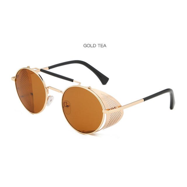 Fashion European And American Street Shooting Glasses Retro Steampunk Sunglasses Gothic Oval Frame Carved Sunglasses
