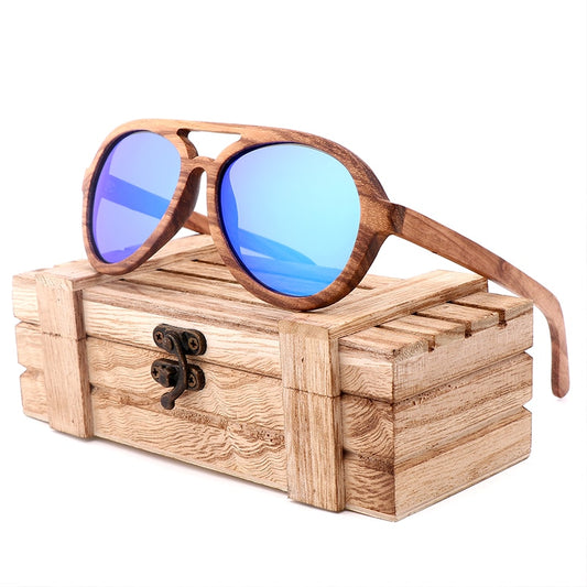 Men Polarized Driving Sunglasses Zebra Wood Sunglasses Men UV400 Vintage Luxury Designer Wooden Man Glasses