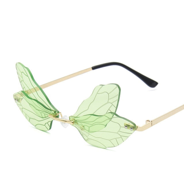 Dragonfly  Sunglasses Women Men Brand Design Rimless Wave Eyewear Luxury Trending Narrow Sun glasses