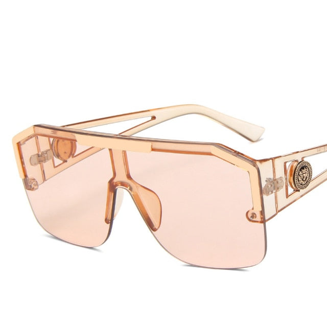 Oversized Goggle Sunglasses for Wome Semi-Rimless Gradient Siamese Lens Sun Glasses Outdoor Driving Windproof Glasses UV