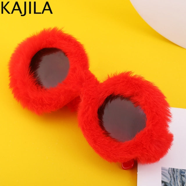 Cat Eye Sunglasses Women  Luxury Brand Trendy Punk Soft Fur Velvet Ladies Sun Glasses Shades Eyewear Oculos De Sol Feminino