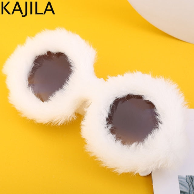 Cat Eye Sunglasses Women  Luxury Brand Trendy Punk Soft Fur Velvet Ladies Sun Glasses Shades Eyewear Oculos De Sol Feminino
