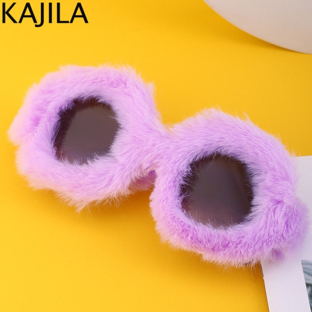Cat Eye Sunglasses Women  Luxury Brand Trendy Punk Soft Fur Velvet Ladies Sun Glasses Shades Eyewear Oculos De Sol Feminino