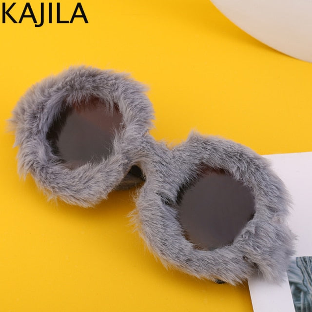 Cat Eye Sunglasses Women  Luxury Brand Trendy Punk Soft Fur Velvet Ladies Sun Glasses Shades Eyewear Oculos De Sol Feminino