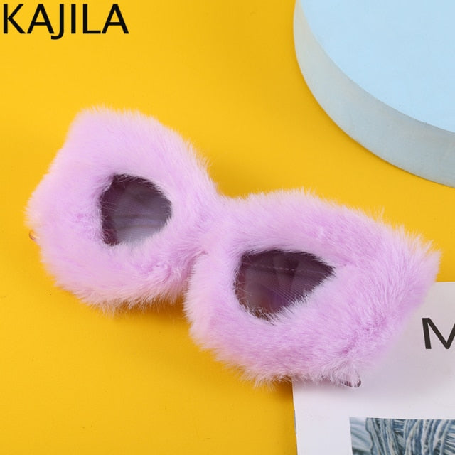 Cat Eye Sunglasses Women  Luxury Brand Trendy Punk Soft Fur Velvet Ladies Sun Glasses Shades Eyewear Oculos De Sol Feminino