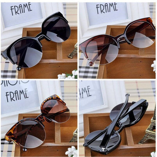 New Vintage Round Cat Eye Sunglasses Women Men Black Eyewear Goggles UV400 Outdoor driving sports sunglasses