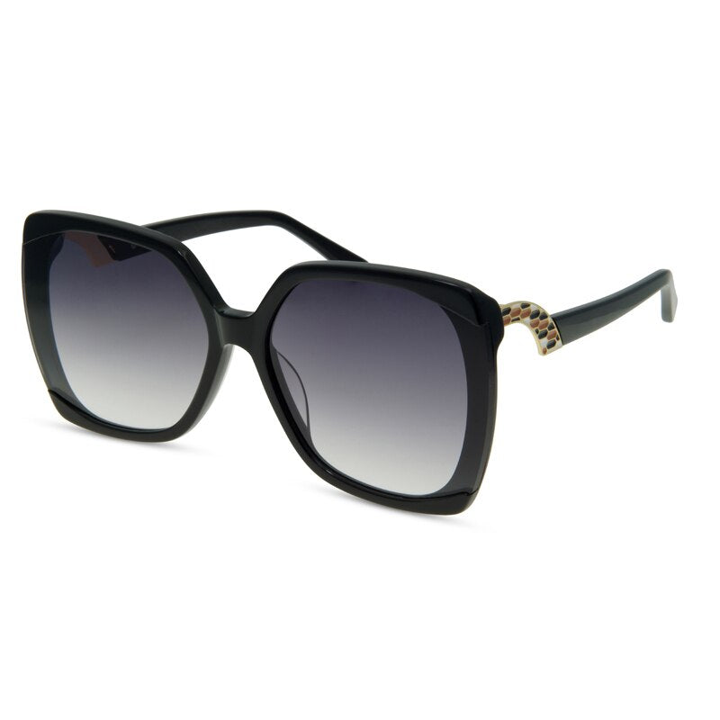 Black square oversized sunglasses women full frame gradient brown tortoiseshell sunglasses women glasses Oculos