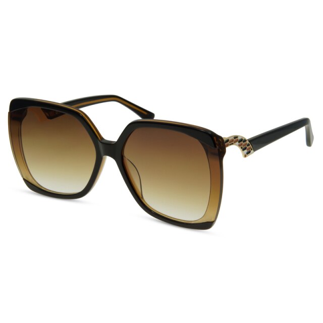 Black square oversized sunglasses women full frame gradient brown tortoiseshell sunglasses women glasses Oculos