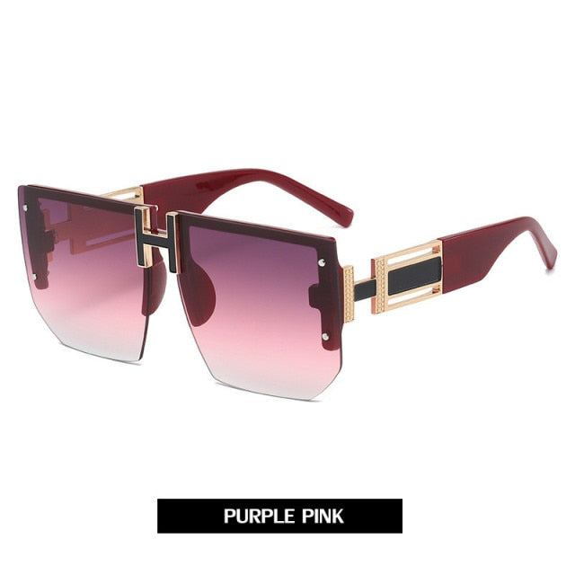 Rimless Women Sunglasses Retro Oversized Square Luxury Brand Designer Sun Glasses For Woman Men Fashion Frameless Eyewear