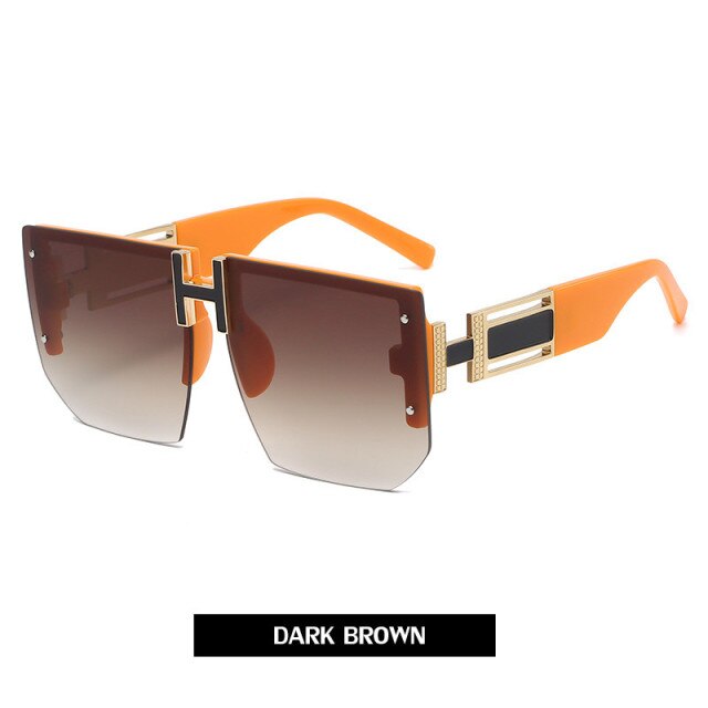 Rimless Women Sunglasses Retro Oversized Square Luxury Brand Designer Sun Glasses For Woman Men Fashion Frameless Eyewear