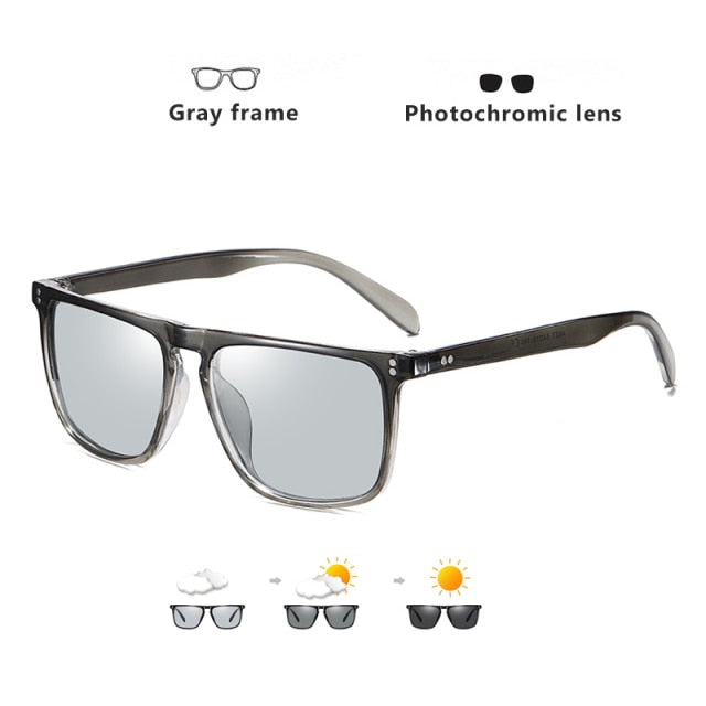 Stripe Frame Men Sunglasses Polarized Photochromic Glasses Women Driving Night Anti-Glare zonnebril heren