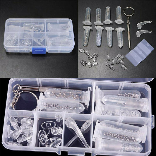Watch And Glasses Repair Kit Glasses Repair Tool Kit Nose Pad Glasses Sunglasses Screws Nuts Pads Screwdriver Repair Tool