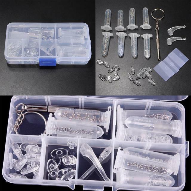 Watch And Glasses Repair Kit Glasses Repair Tool Kit Nose Pad Glasses Sunglasses Screws Nuts Pads Screwdriver Repair Tool